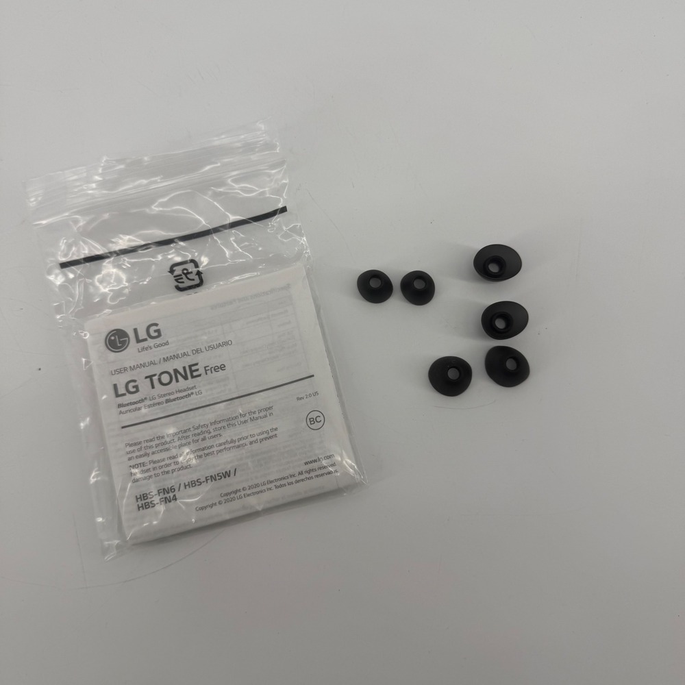 LG TONE Free Replacement Ear Gels and Manual HBS-FN6 HBS-FN5W HBS-FN4 Black 6pc